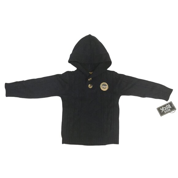 Boys Rock 2 Piece Set 2T blue button hoodie sweater brown corduroy pants - Picture 2 of 12